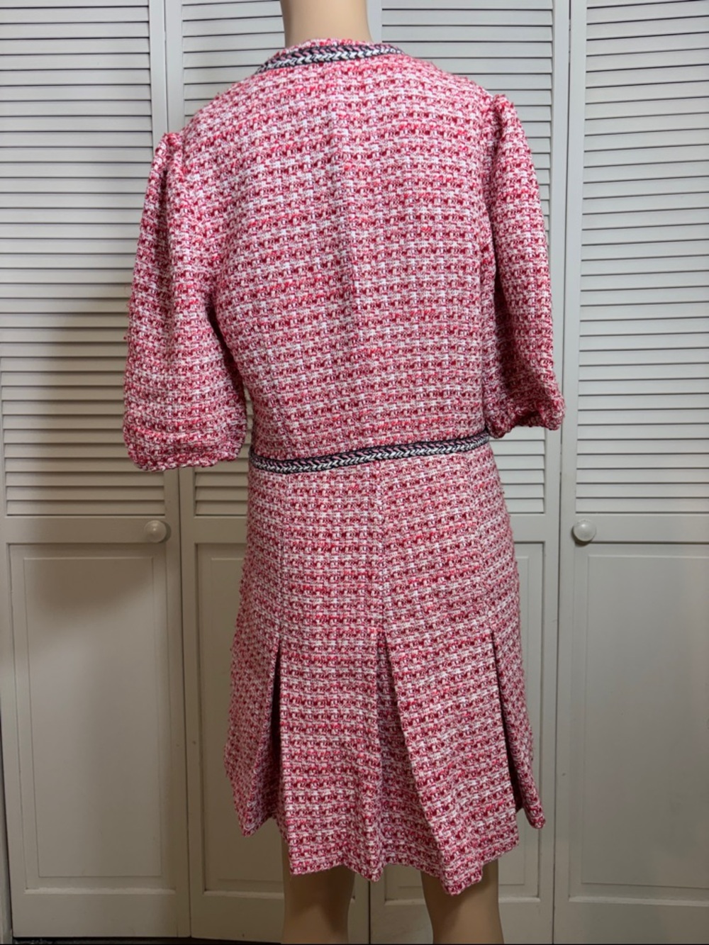 NWT Maje Renetia Tweed Puff-sleeve Minidress in Pink Large - Picture 7 of 16